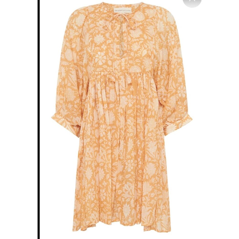 Daughter of India Kyra Mini Dress Tangerine Floral XL Boho Cotton NWOT - Picture 16 of 16